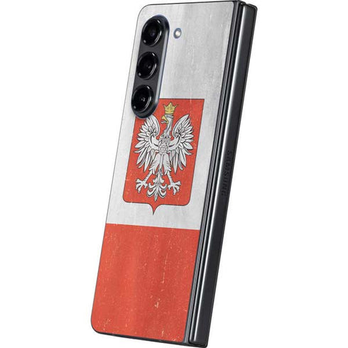Poland Flag Distressed Galaxy Z Fold5 5G Skin